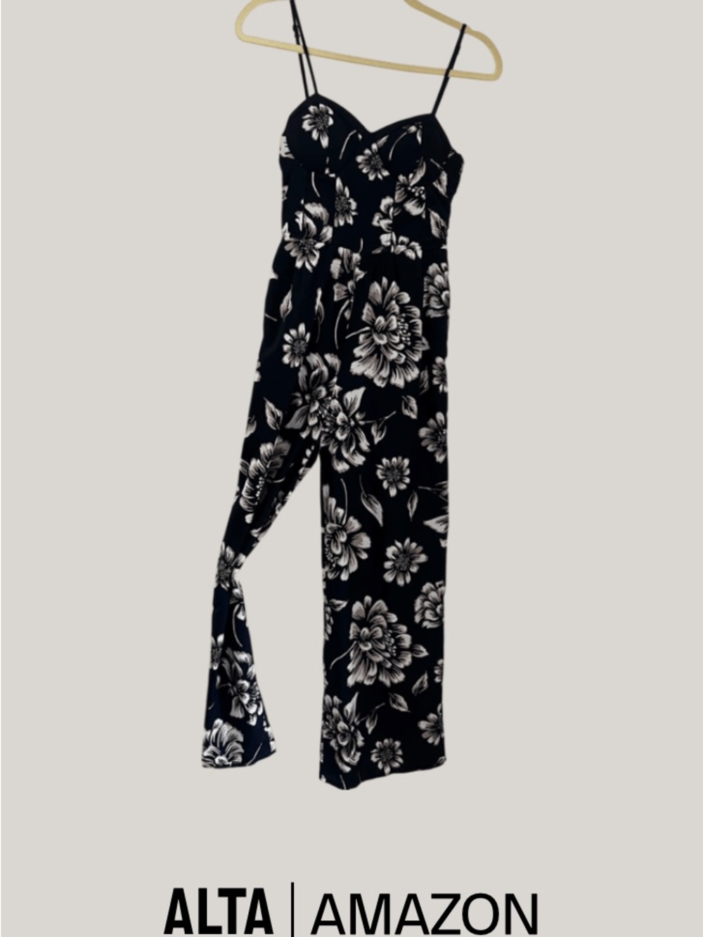 Amazon Black and White Floral Wide-Leg Jumpsuit